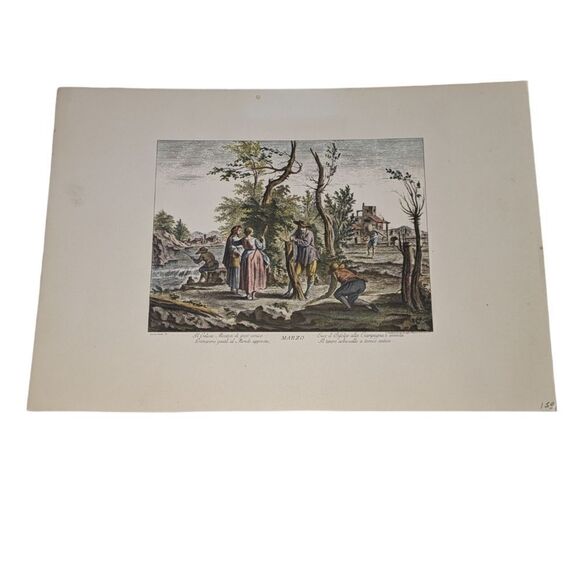 Giuseppe Zocchi vintage lithograph print Marzo - Picture 1 of 9